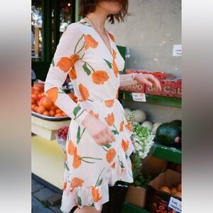 Ganni Tilden Mesh Wrap Dress in Vanilla Ice